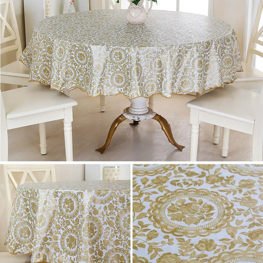 Round Table Cloth Round Floral Cotton Table Cover 6-Seater Thanksgiving Kitchen Dining Tablecloth Patio Table Cover For Event