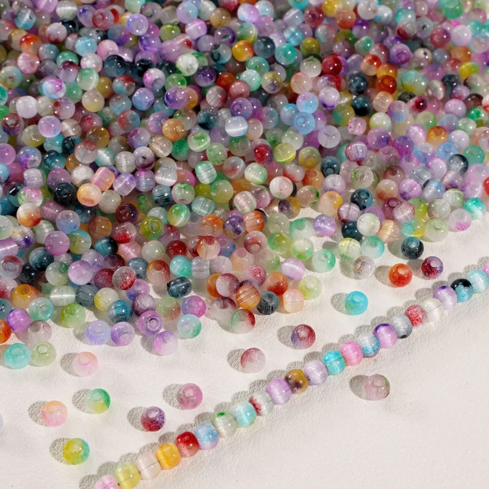 100/200/500pcs Gradient Glass Two-color Beads Cat's Eye Spacer Loose Beads for DIY Necklaces Bracelets Crafts Jewelry Making