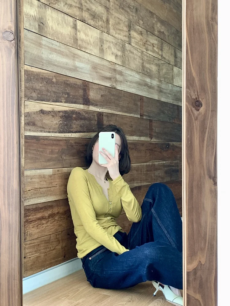 

Удобный женский вязаный свитер из лиоцеллы из тыквы, мягкий, как облака, утягивающий топ, V-ne Long Sve, осенняя мода 2023 г.