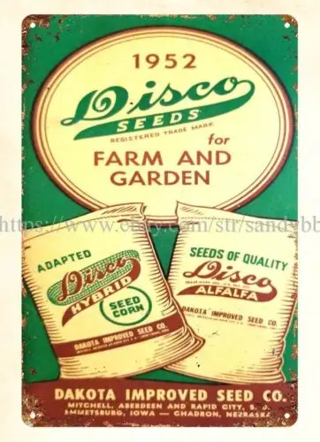 metal wall art 1952 Disco Seeds Packet Catalog gardening flower metal tin sign