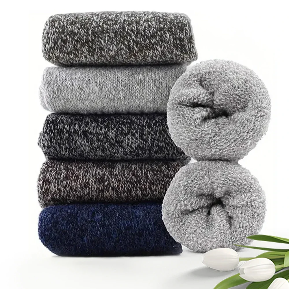 

5 Pairs Of Thick Woolen Socks For Men, Autumn And Winter Stockings, Towels To Keep Winter Warm, Crew Socks, Christmas Gift