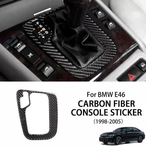 자동차 탄소 섬유 콘솔 기어 시프트 패널 프레임 커버 트림 스티커 BMW E46 98-05 자동차 인테리어 스타일링