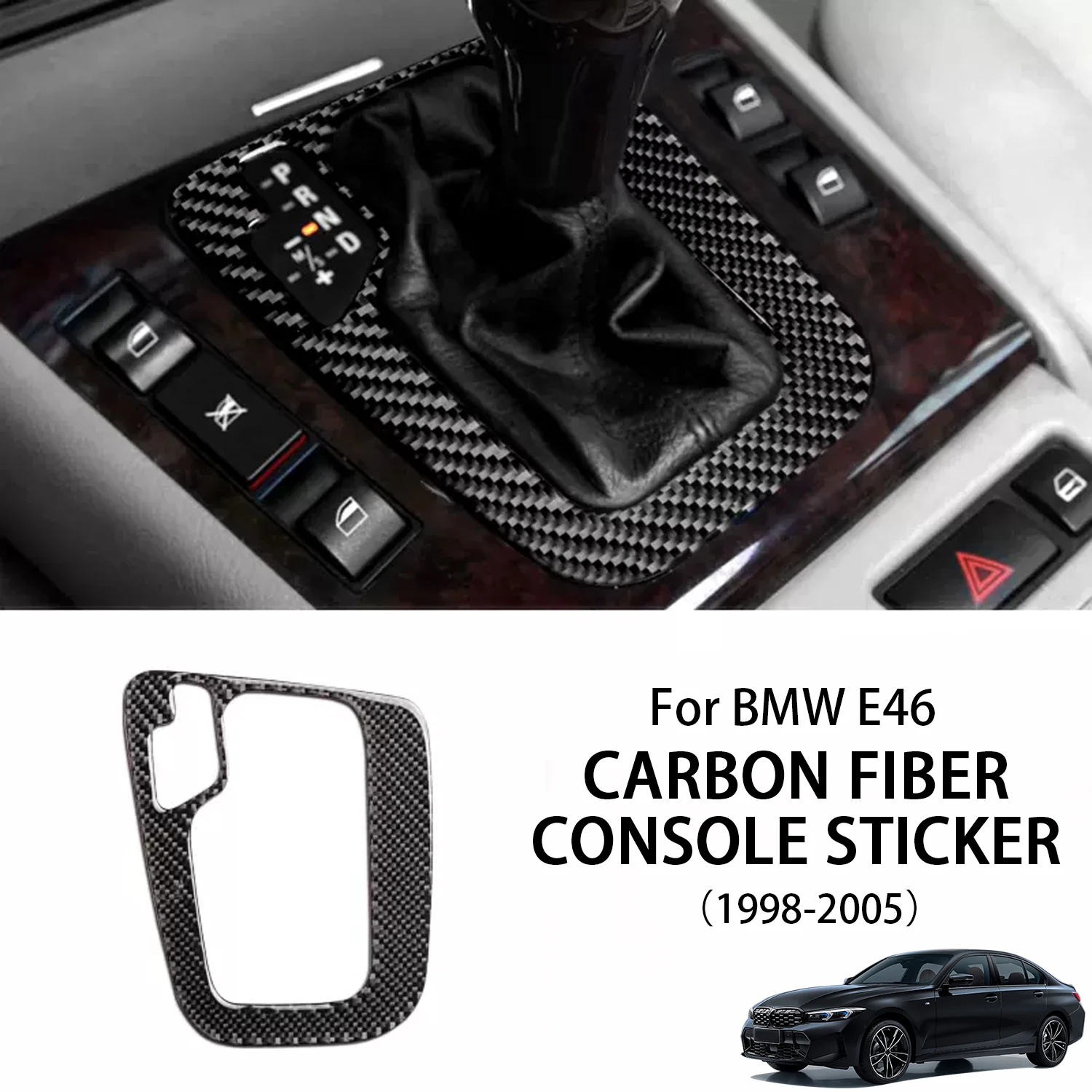 자동차 탄소 섬유 콘솔 기어 시프트 패널 프레임 커버 트림 스티커, BMW E46 98-05 자동차 인테리어 스타일링
