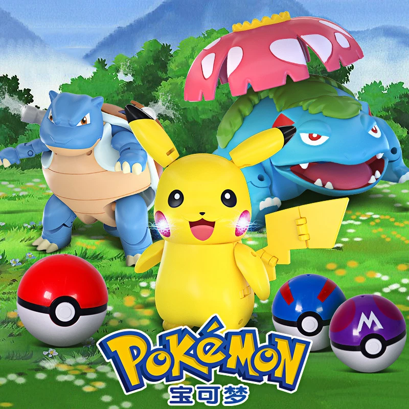 Genuine Pokemon Poke Ball Transform Charizard Bulbasaur Gengar Dragonite Figure Toys Anime Snorlax Lapras Lucario Model Dolls