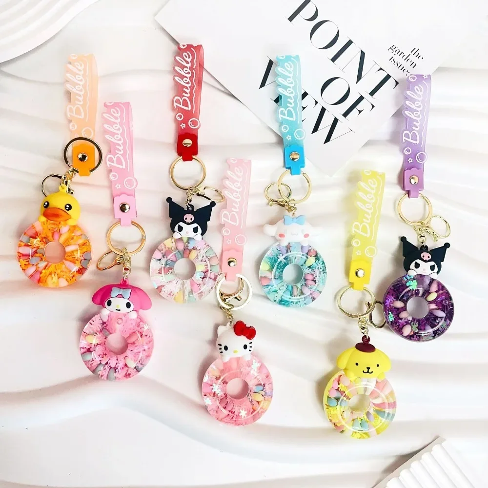 

Hello Kitty Cinnamoroll Anime Kawaii Ins Sanrio Ring Key Chain Pendant Cute Cartoon My Melody Bag Charm Decoration Gifts for Kid