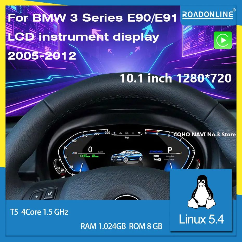 

Для BMW 3 серии 2005-2012 E90 E91 E92 E93 Roadonline ЖК-панель цифровых приборов. Спидометр, подходящая приборная панель CarPlay