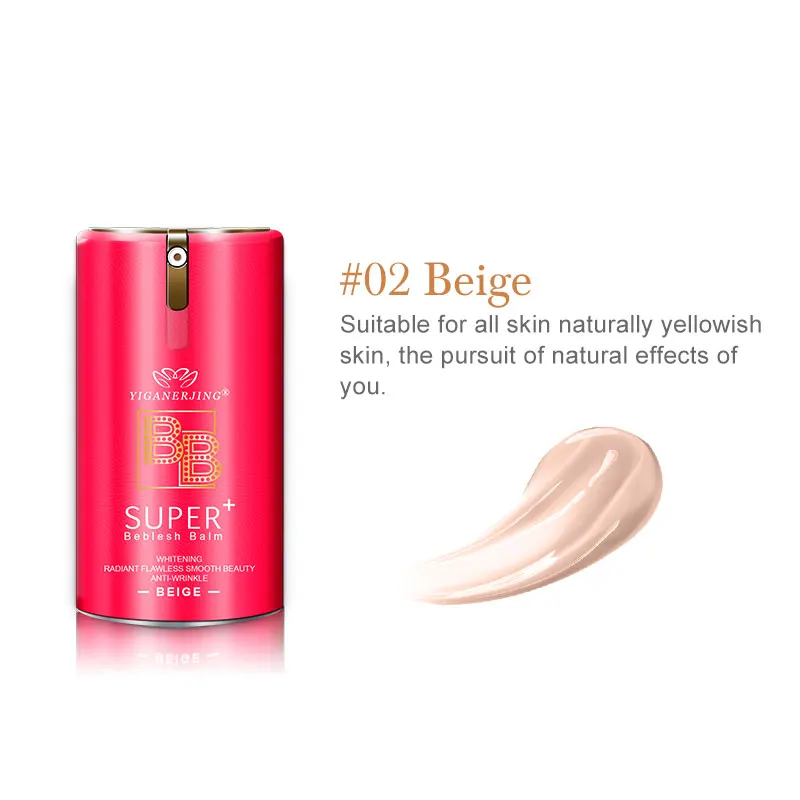 Yiganerjing BB Cream Even Skin Tone High Coverage Waterproof Makeup Liquid Foundation Whitening Cream Long-lasting Hold Makeup