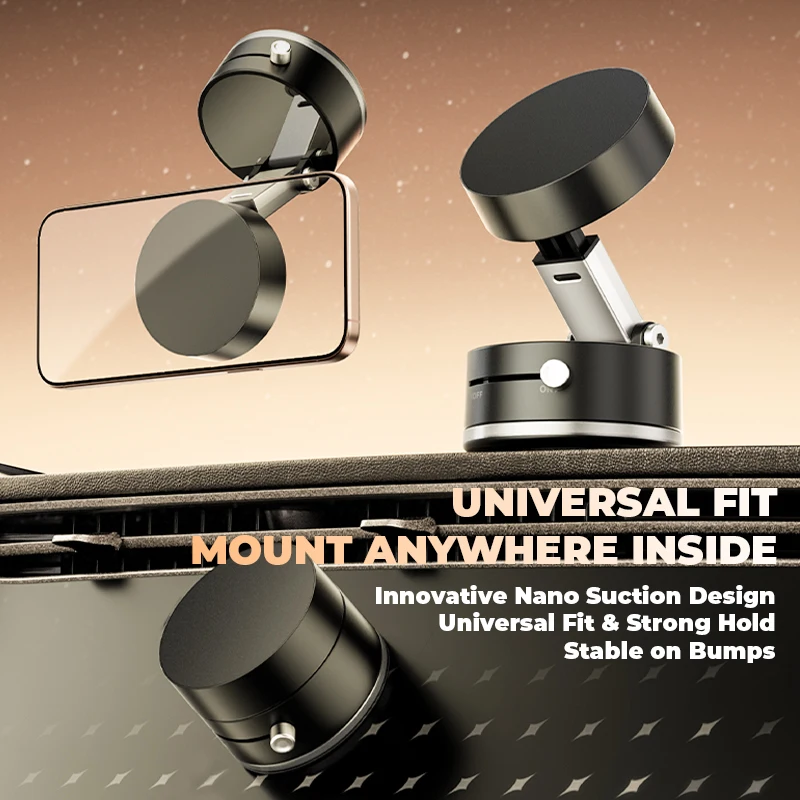 

Suction Car Phone Mount for All Phones Double Sided Magnetic Vacuum Suction Phone Mount Holder for Car Screen Mirror Glass