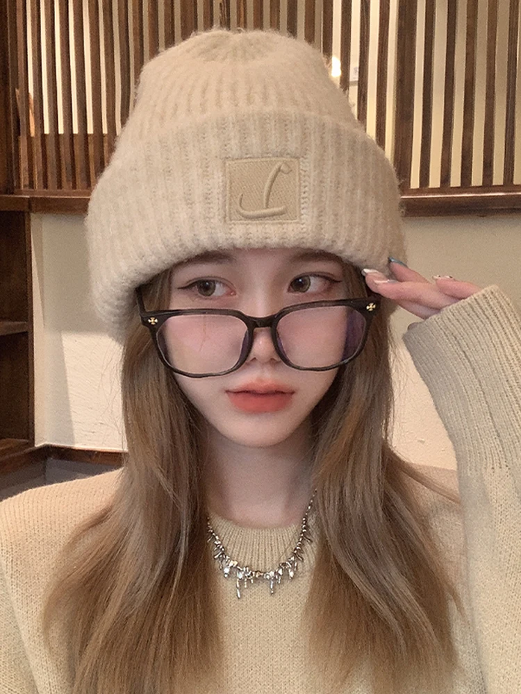 Loose Knitted Woolen Hat Women's Autumn Winter New Style Warm Ear Protection Small Face Effect Casual round Top Hat