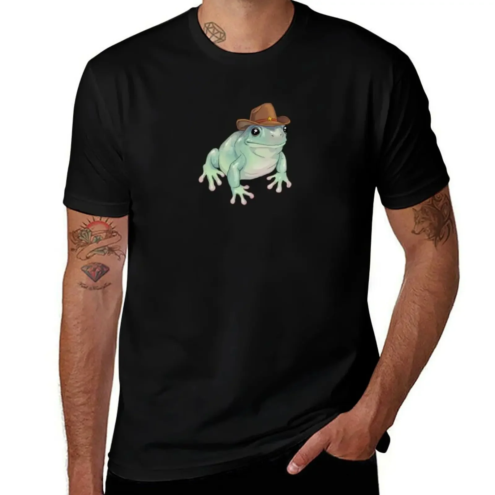 Cowboy Frog with Hat T-Shirt sports fans custom t shirt plain mens funny t shirts