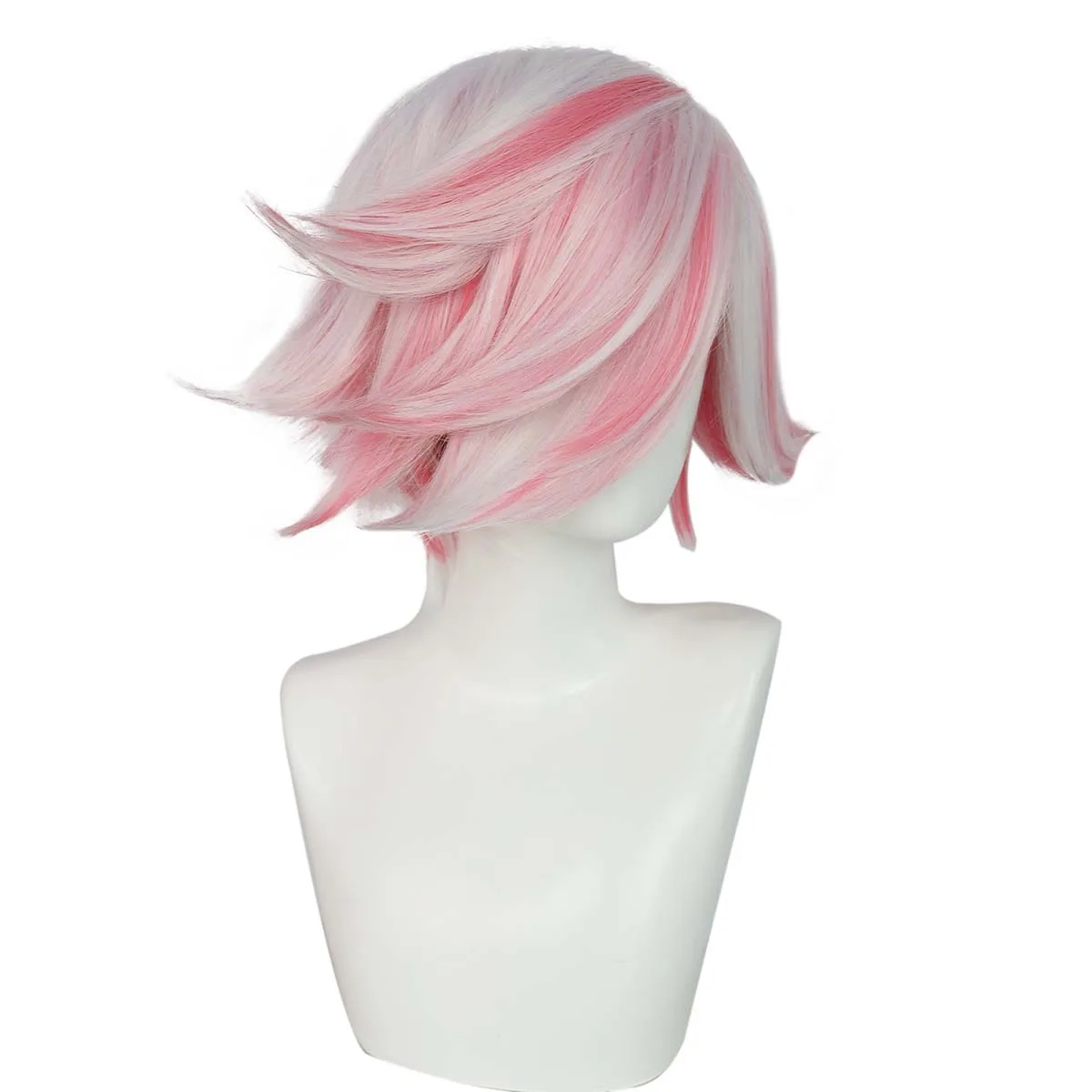 Halloween Carnaval Dames Angeldust Cosplay Roze en Zilverwit Synthetisch Kort Haar Pruik