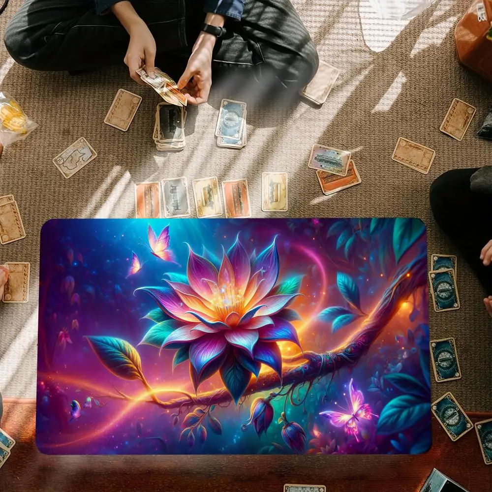 

Vivid Lotus Colorful Mouse Pad Card Game Mat Large Computer Office Mousepad 35X60 Anti-slip for MTG DTCG CCG RPG Trading Mats
