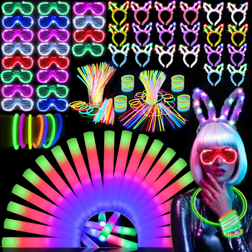 

260 шт. светящийся набор для вечеринки, неоновый свет, карнавальная вечеринка, подходит для светящихся в темноте аксессуаров для свадебной вечеринки, концертов