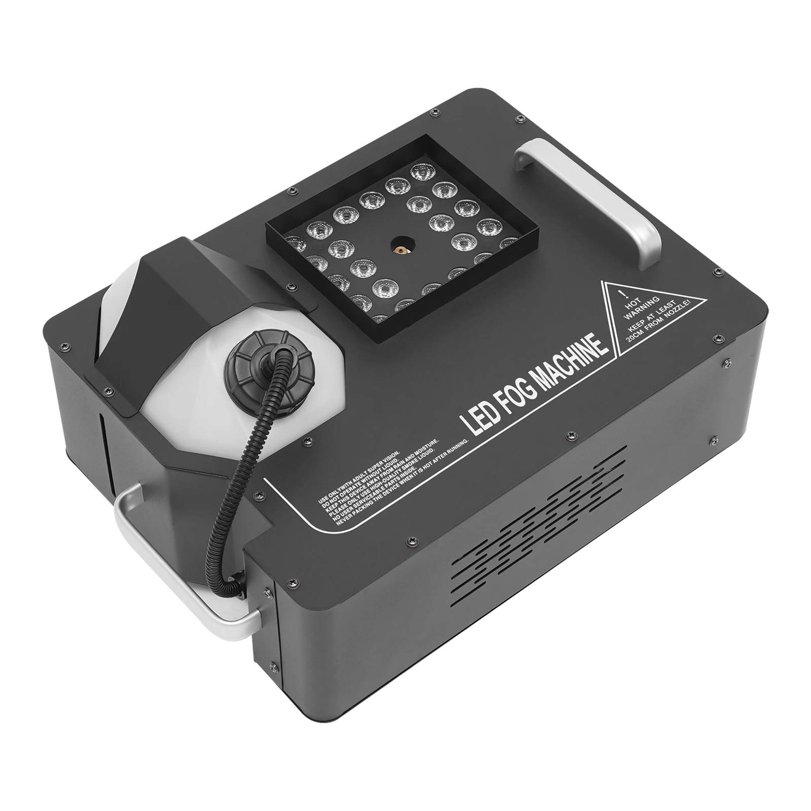 1500W LED Fog Machine, 3-in-1 Smoke Machine with 24 LEDs 7 Colors (Fade/Flash/Smooth/Strobe), 10000 CFM Output 16.4-26.25ft, DMX512 & Remote Control, Quick Heat 3-5 Min, Large 0.53 Gal Tank, for Party/Wedding/DJ, 110V US Plug