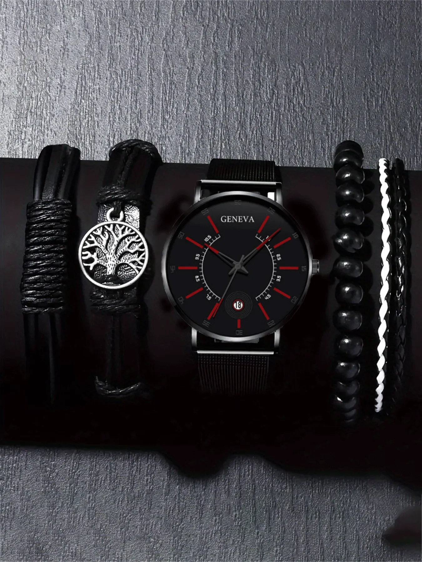 5-piece personalized dial quartz fashionable casual temperament business steel strip men's watch versatile watch