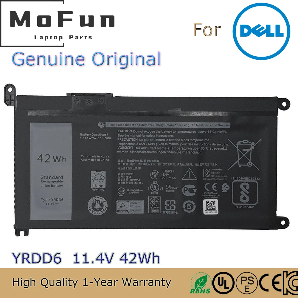 Brand New Original YRDD6 11.4V 42Wh Laptop Battery for Dell Latitude 3310 2-in-1 5000 P93G001 VM732 Vostro 3491 5481 5490