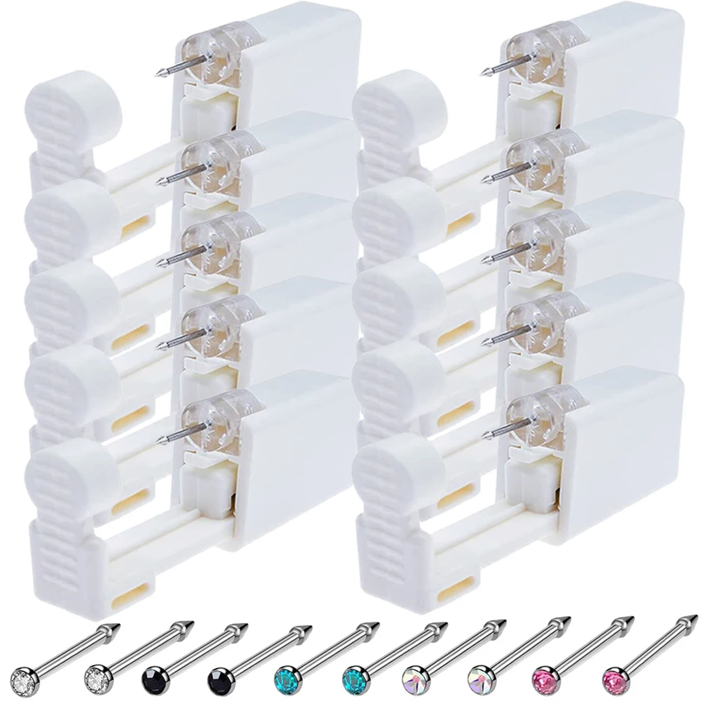 Disposable Sterile Nose Piercing Unit Cartilage Tragus Helix Piercing Gun NO PAIN Piercer Tool Machine Kit Stud DIY Jewelry