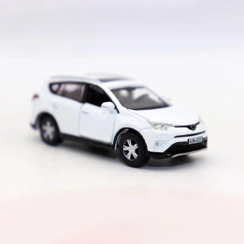 دييكاست سبيكة 1:64 RAV4 الأبيض على الطرق الوعرة نموذج سيارة SUV الكبار خارج الطباعة جمع عرض زخرفة تذكارية