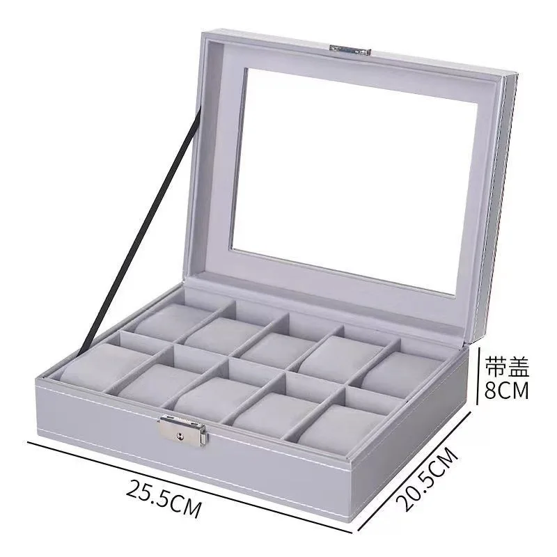 3/6/10/12 ячеек, искусственная кожа, акция, Высококачественная коробка для часов, зеленый/серый цвет, для хранения часов, искусственная кожа для женщин