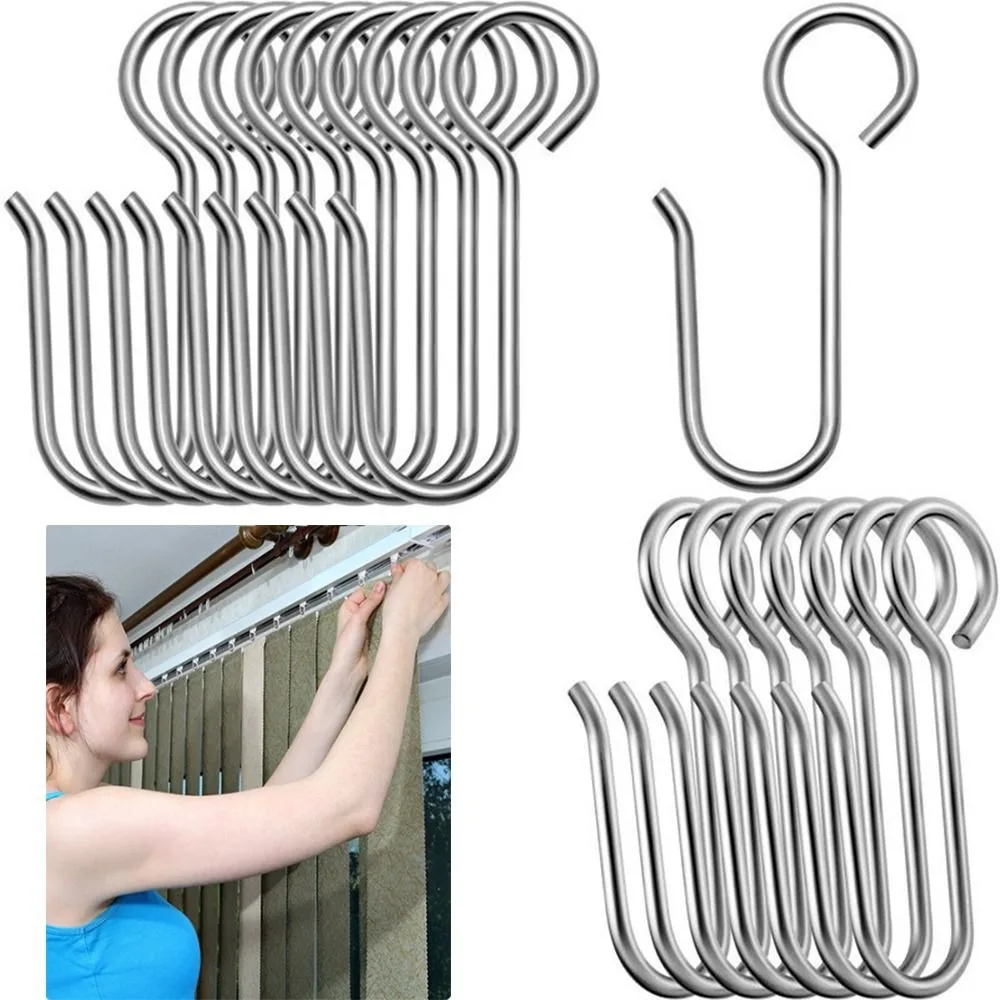 20Pcs New Drape Hook Pin Drapery Ceiling Curtain Track Hooks Silver Shower Curtain Shower Curtain Hanger