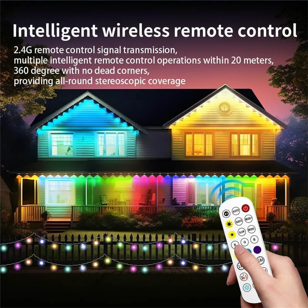 Permanent Outdoor Eaves String Lights, Smart RGB App Control Outdoor Lights for Party, Holiday, Birthday, Gift, Graduation