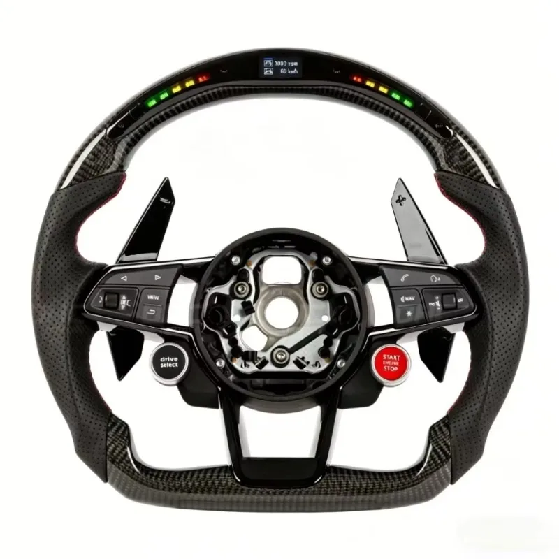LED Shift Lights Carbon Fiber Steering Wheel With Display for Audi a Series Q Series RS Series TT R8