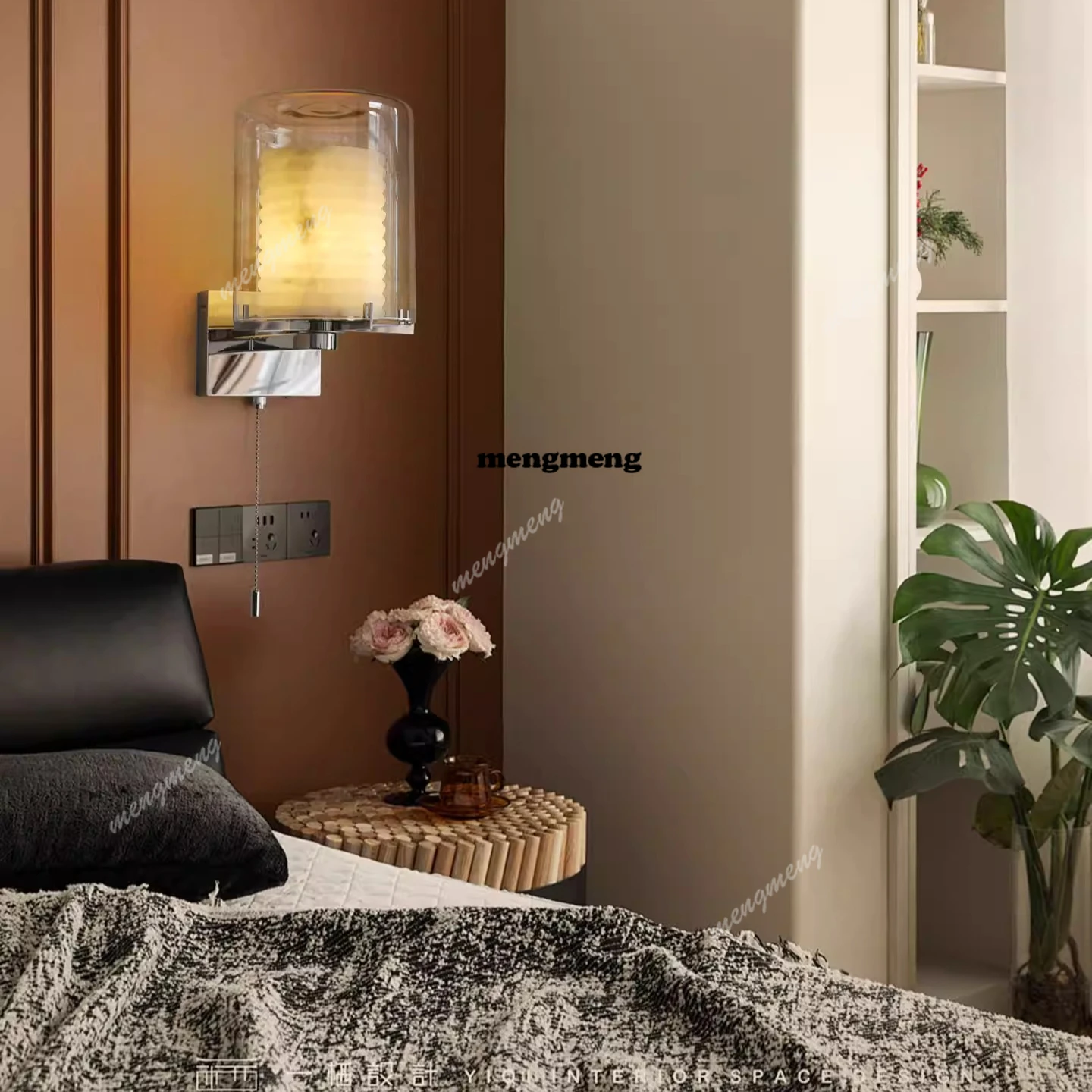 

Designer model room marble wall lamp bedroom living room dining room hotel glass cover balcony entrance wall lamp