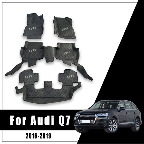 아우디 Q7 2019 2018 2017 2016 바닥 매트, 7 좌석 액세서리, 카펫 러그, 자동차 부품 스타일링, 더러움 방지 방수