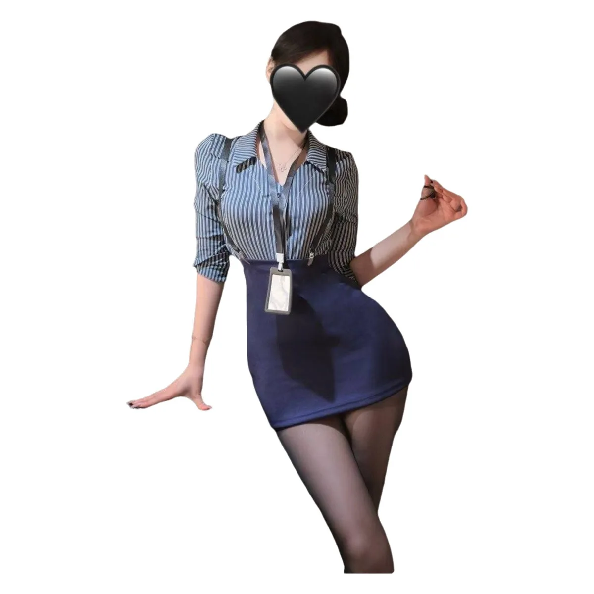 

Sexy OL Uniform Set Sexy Striped Shirt And Bodycon Skirt Role Play Secretary Office Lady Striped Shirt Daily Wear Elegant NRTE