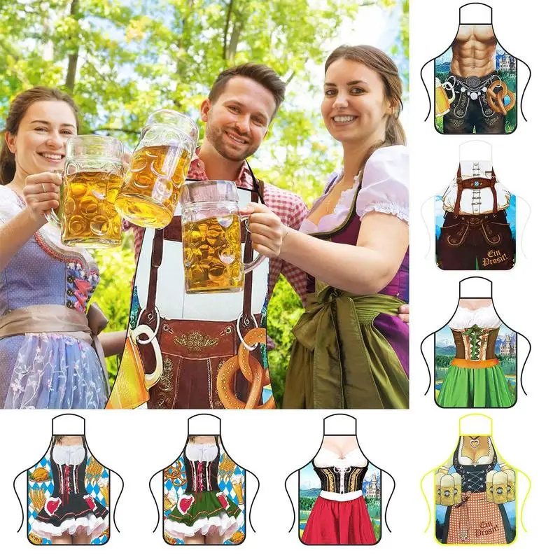 Oktoberfest Apron Personality Sexy Kitchen Waterproof Apron For Woman Delantal Cocina Hombre Barista BBQ Funny Muscle Apron Bibs