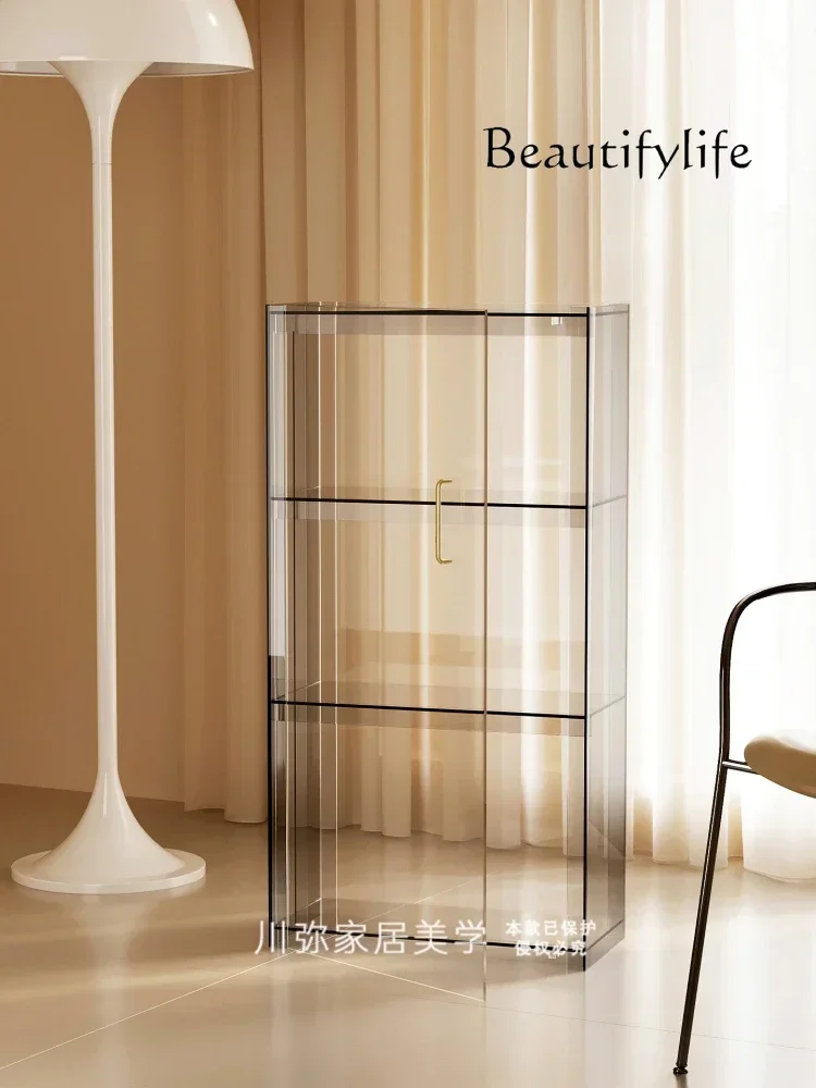 A Dust-proof Bookshelf, Living Room Floor Shelf, Acrylic Bookcase With Cabinet Door, Simple Locker Integrated