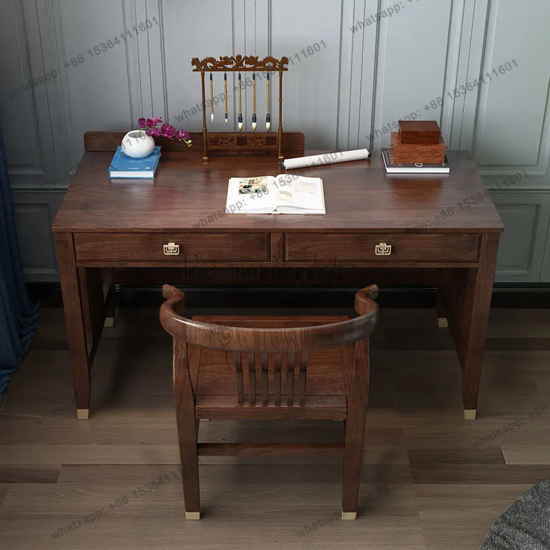 مكتب كتابة الدراسة الصينية الجديدة مكتب كمبيوتر منزلي من الخشب الصلب #3