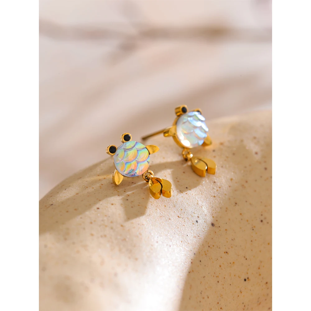 Yhpup Exquisite Colorful Resin Lucky Goldfish Dangle Earrings for Women Stainless Steel Aesthetic Daily Jewelry Prevent Allergy