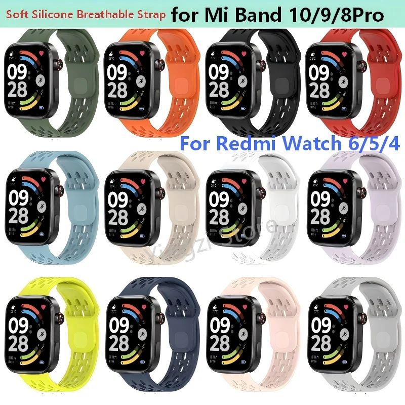 Pulseira de Silicone para Xiaomi Mi Band 10Pro 9Pro 8Pro e Redmi Watch6 5 4 - Acessório de Substituição
