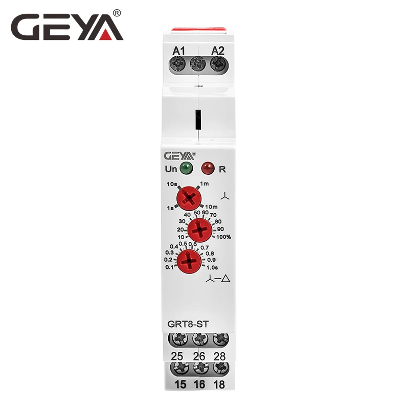 GEYA GRT8-ST Delay on Star Delta Timer Relay Soft starter AC230V 415V  AC/DC12V-240V Delta Relay Motor Starter