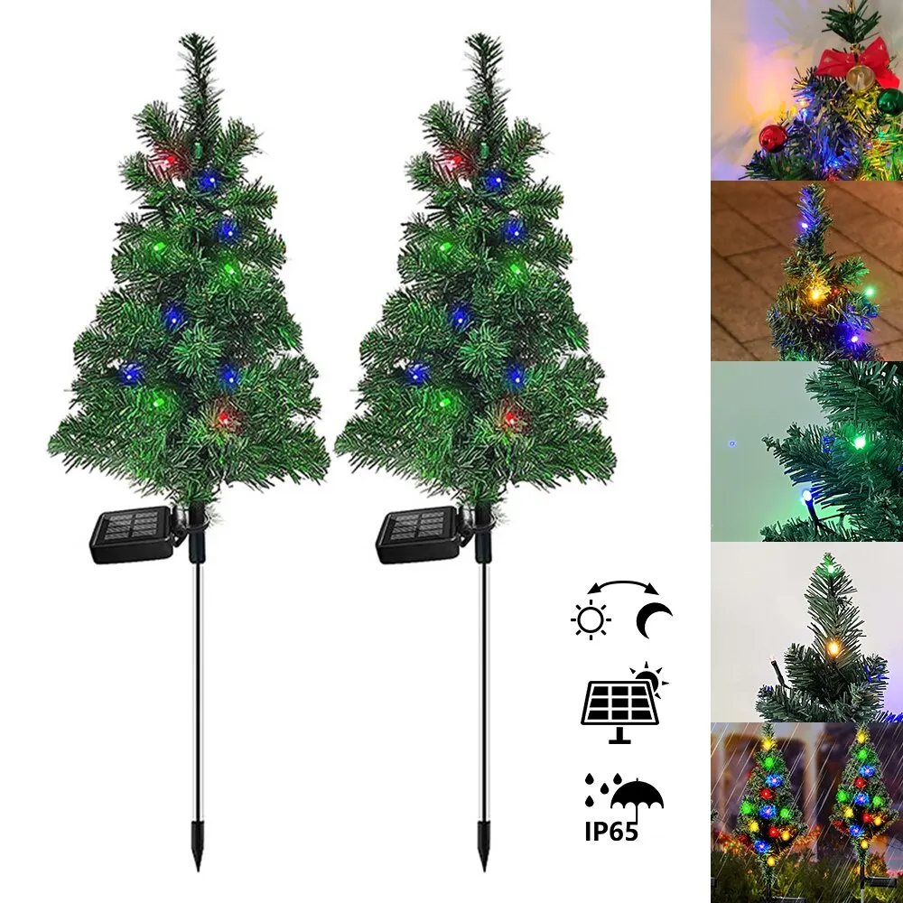 Solar Christmas Tree Decoration LED Light Outdoor Waterproof Lawn Garden Patio Ornaments Landscape Lamp Christmas Party Gifts