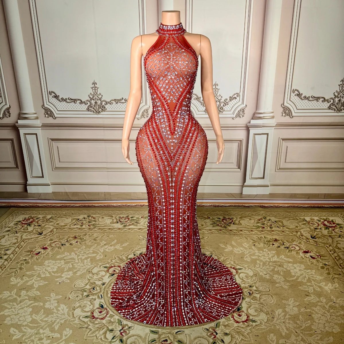 Rhinestone Dress 2026 Trending Products New Arrival Dresses Clothing Luxury Party Women Evening Gown Elegant Prom Dress