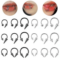 ZS 1PC 16G Long Spike Nose Ring Stainless Steel Septum Piercings Cone Monroe Labret Body Piercing Jewelry Punk Black Septum Ring