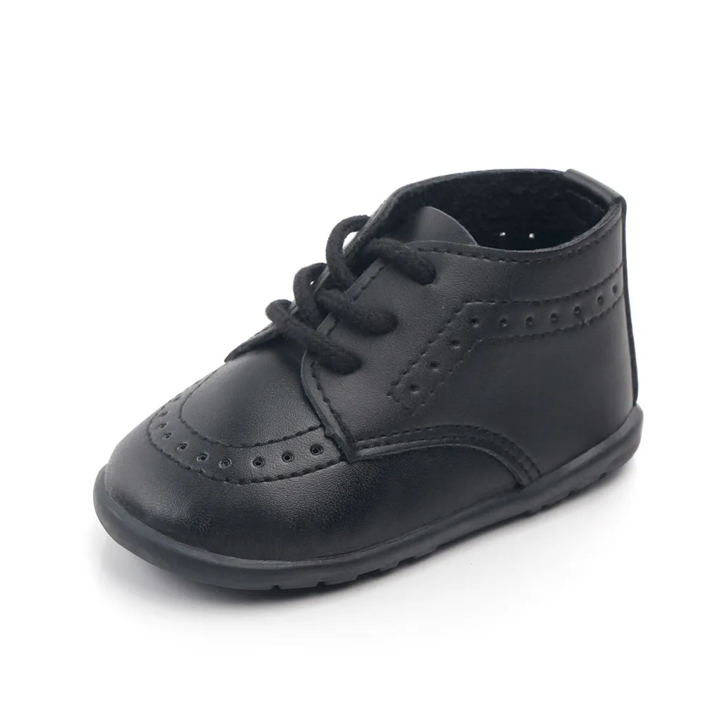 Sapatos Oxford para menino e menina, feitos de couro pu, sola macia, antiderrapante, para caminhada de casamento