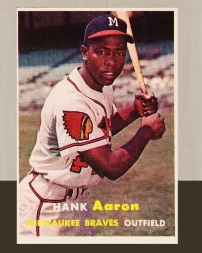 Hank Aaron Baseball Card  16 x 20 Baseball Art Poster Vintage 1950s