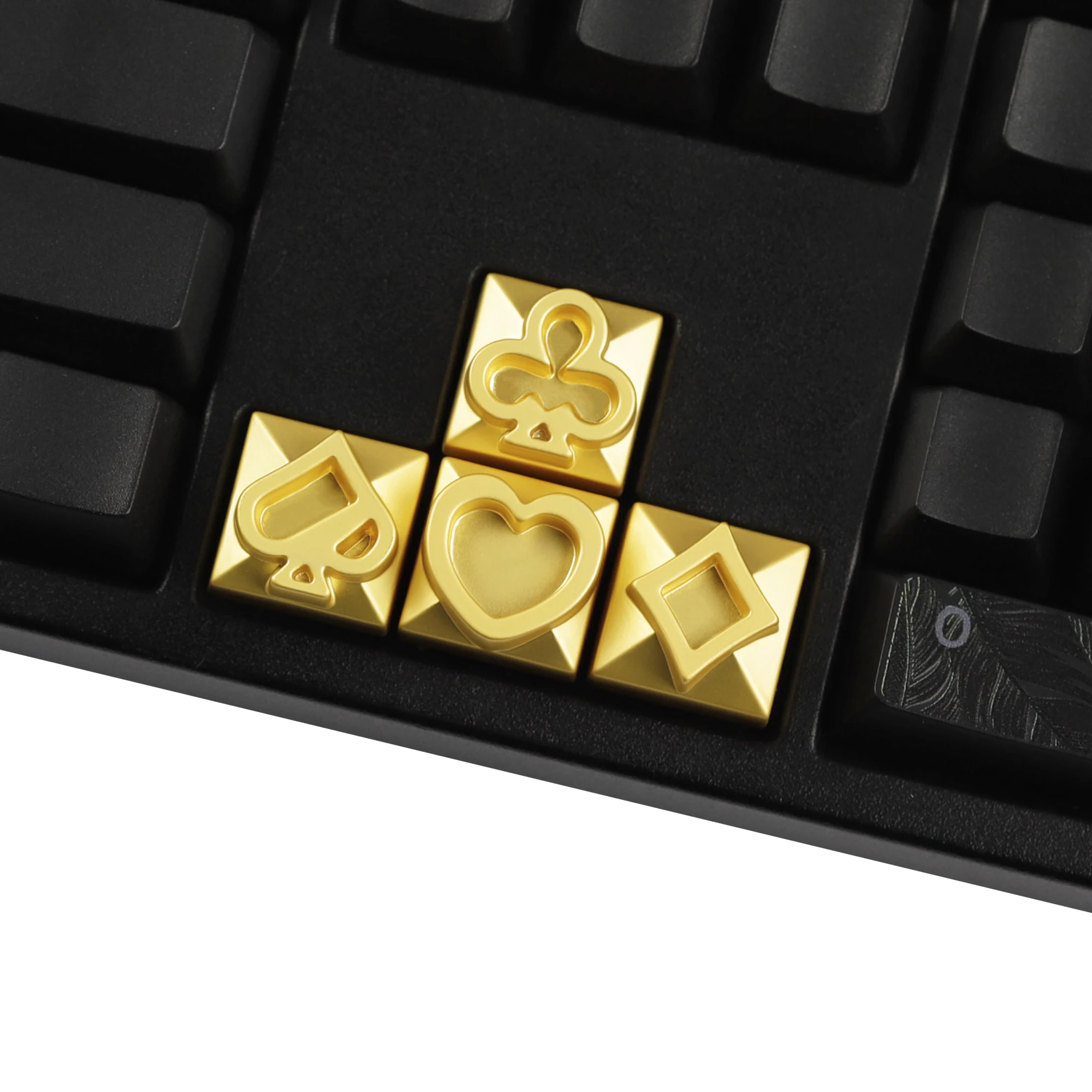 YMDK 4pcs Playing Card Themed Poker Keycaps Gold Matte Metal Arrow Keys Personalized Keycap for MX Mechanical Keyboards
