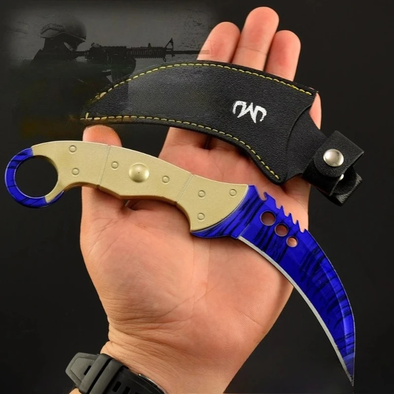 8,66 pulgadas Go juego periférico Karambit zafiro · cuchillo de garra dentada espada Katana arma de Metal modelo samurái juguetes de entrenamiento regalo artesanal