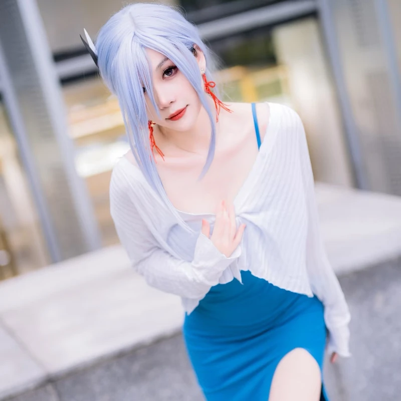 Игра Genshin Impact Shenhe, повседневный костюм для косплея, аниме, праздничное платье для ролевых игр, длинное ремешковое платье ​ Сукня ss, вязаный кардиган для любителей