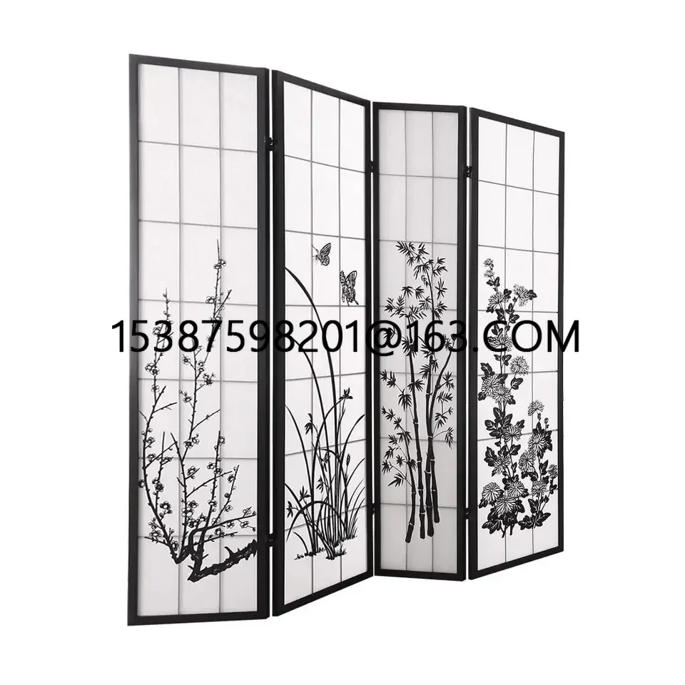 4 PANEL ROOM DIVIDER PRIVACY SCREEN WOOD TIMBER BED WIDER FOLDABLE STAND shoji screen