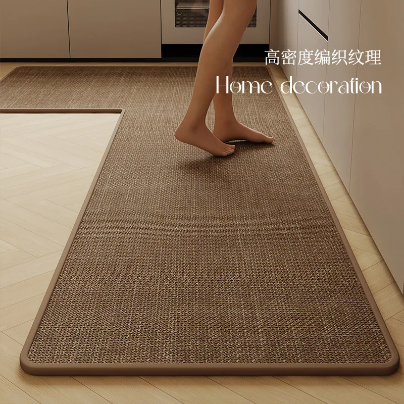Woven high-grade kitchen floor mat L-shaped integrated water-absorbing oil-absorbing dirt-resistant non-slip foot mat