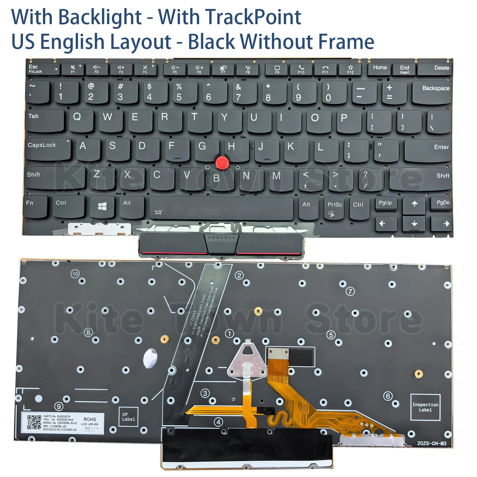 New US Laptop Keyboard Backlit for Lenovo Thinkpad X1 Nano Gen 1 Type 20UN 20UQ Black With TrackPoint