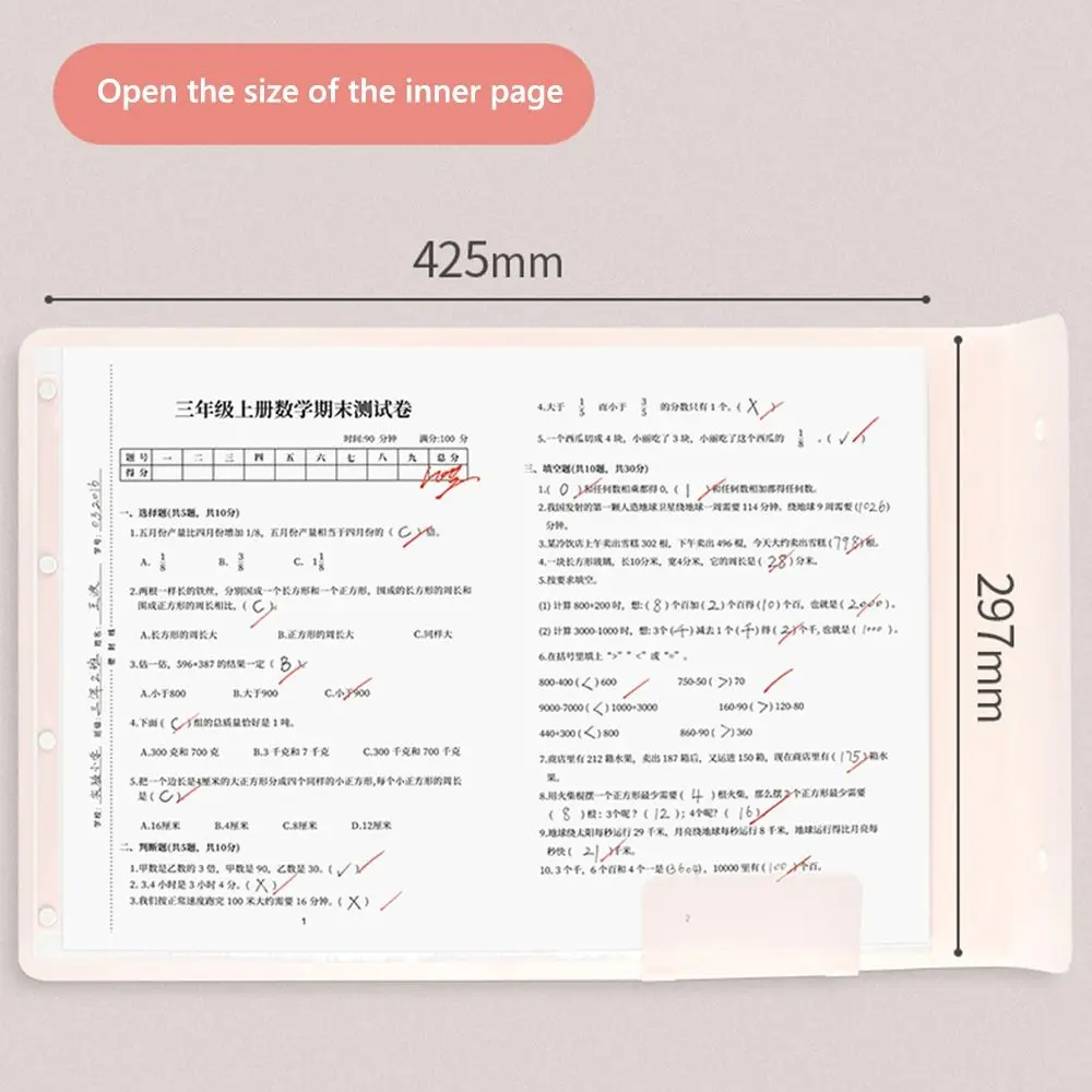 A3 Testpapiermap Transparante examenmap Studenten Papieropslagboekje Insteek gevouwen mappen
