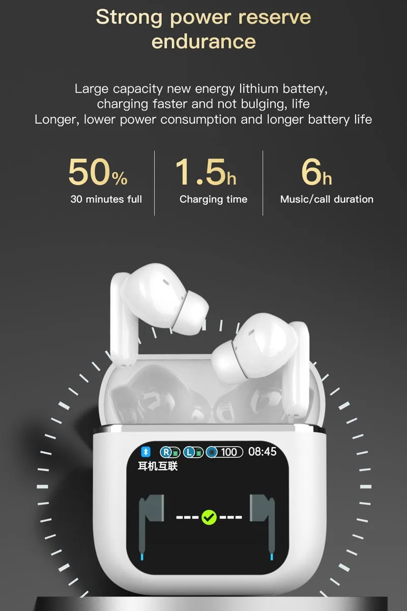 ANC+ENC Super Bass Earphones Neck Band Wireless Earphones Headphones Gaming in-ear Headphones With Touch Screen SE60 view 6