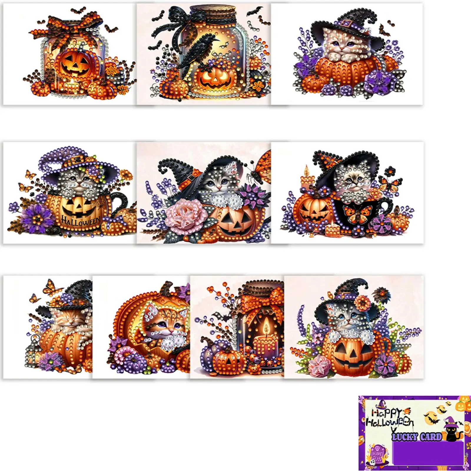 

10pcs DIY Diamond Painting Shiny Scratch Gift Card Multi-Purpose Handmade Gift Card Partial Drill Suitable for Party Event Gift