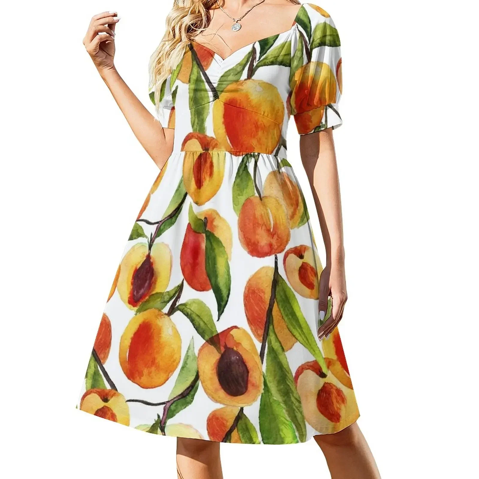 

Passionate for peaches Short-Sleeved Dress summer dress woman 2025 trendy summer dress woman 2025